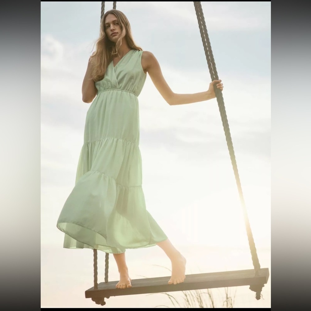 Banana Republic Cotton-TENCEL Maxi Dress, Honeydew SIZE XS